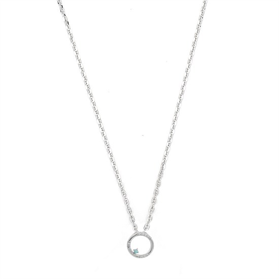 Opal Glow Blue Created Opal Circle Pendant Silver