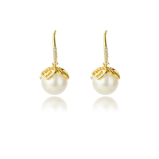 Palm Cove Freshwater Pearl Earrings Gold