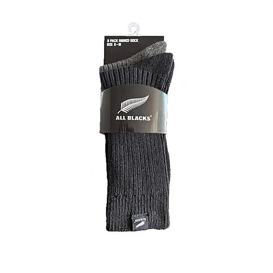 All BlacksRibbed Wool Sock | 2 pack