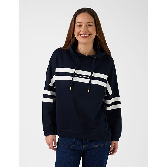 Newport Hoodie Navy Banner Logo