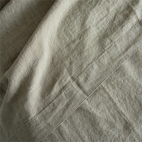 Linen Flat Sheet - Olive Pinstripe