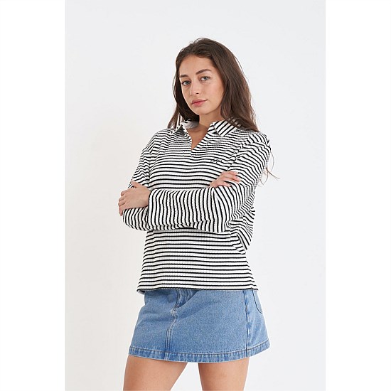 Alfie Stripe Ls Polo