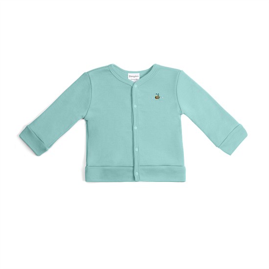 Merino 2ply Cardigan Teal Bee