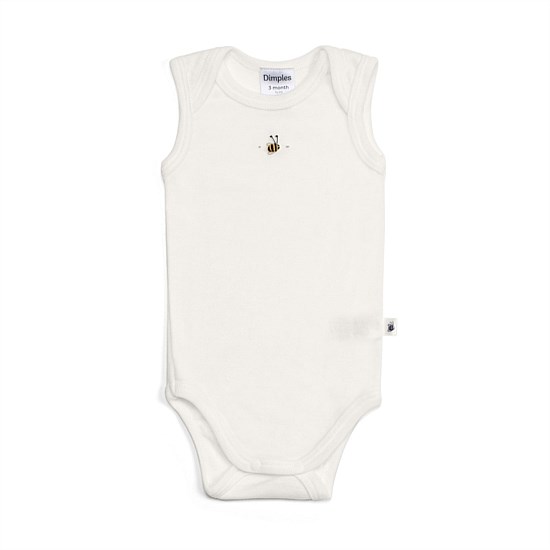 Merino Sleeveless Bodysuit Cream Bee