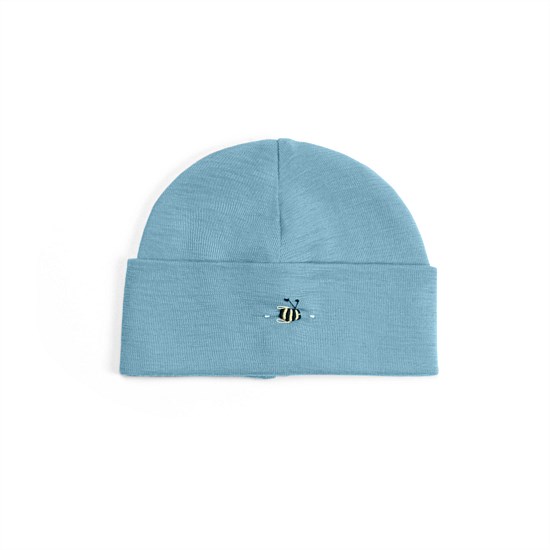 Merino Beanie Steel Blue Bee