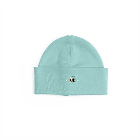 Merino Beanie Teal Bee