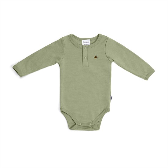 Merino Placket Bodysuit Moss