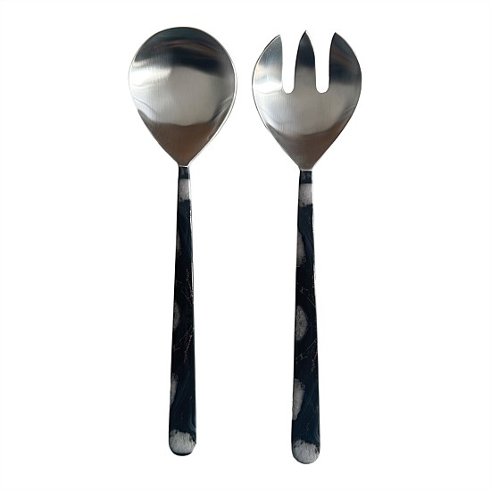Marbled Earth Salad Servers Pair 30X8cm - Pair
