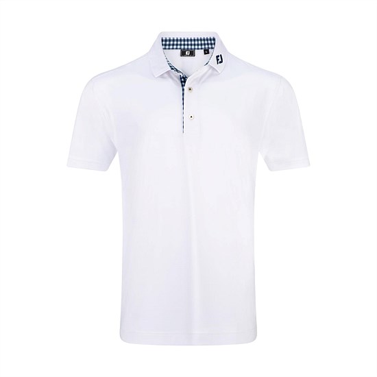 Men's Stretch Pique Solid w/Gingham Trim Men's Stretch Pique Solid w/Gingham Trim