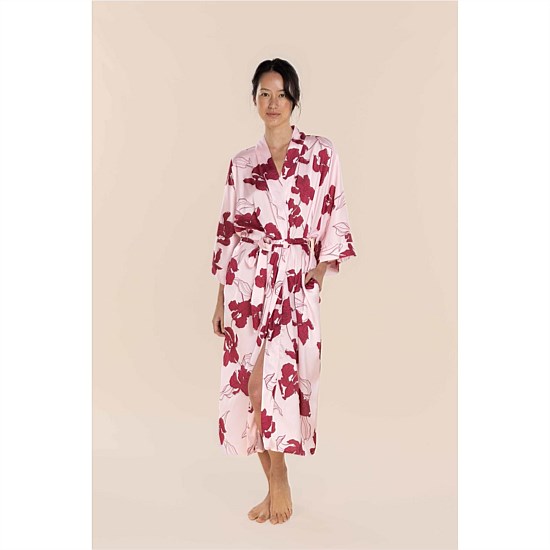 Daisy Recycled Silky Satin Long Robe
