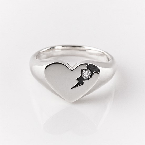 Perfectly Flawed Heart Ring with Lab Diamond in Sterling Silver – Size L