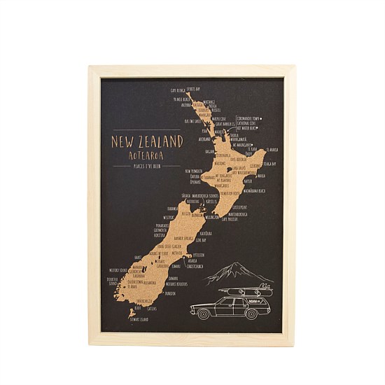 A3 Pin Cork Map - New Zealand