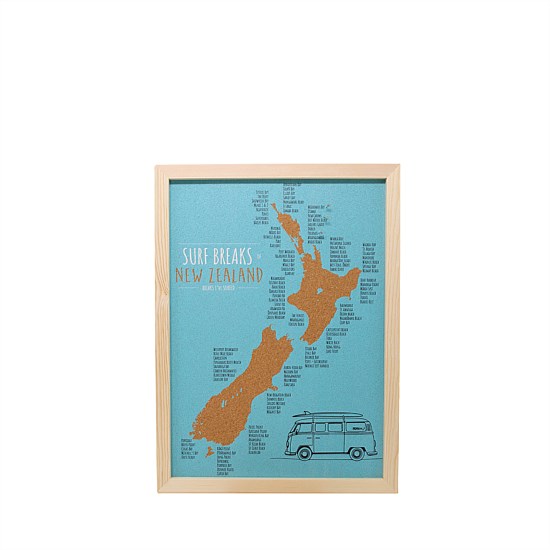 A3 Pin Cork Map - Surf Breaks