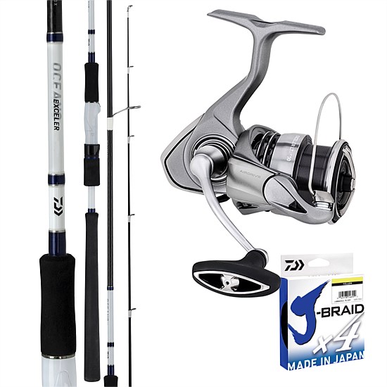 Exceler LT3000D-C & Exceler Oceano 762MHFS  Fishing Rod and Reel Combo + X4 135M 15Lb