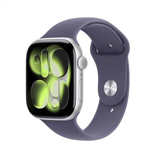 Apple Watch Series 11 GPS 46mm Silver Aluminium Case with Purple Fog Sport Band
