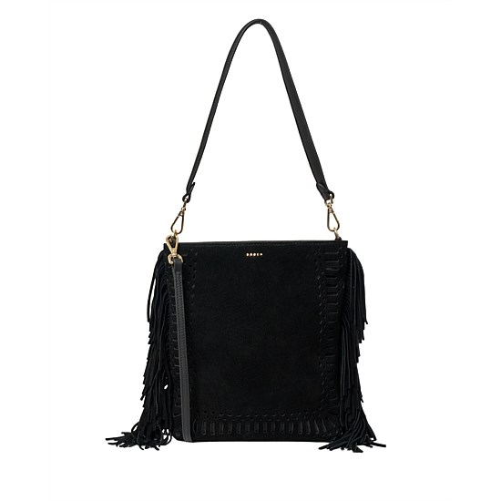 Claudette Shoulder Bag Black Suede + Fringe Claudette Shoulder Bag Black Suede + Fringe