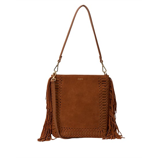 Claudette Shoulder Bag Tan Suede + Fringe Claudette Shoulder Bag Tan Suede + Fringe
