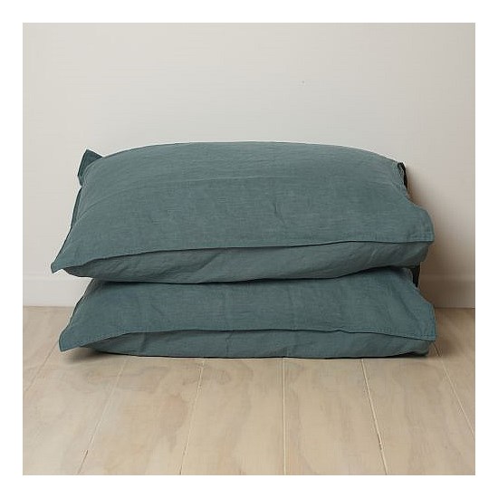 100% French Linen Pillowcase Pair- Lagoon