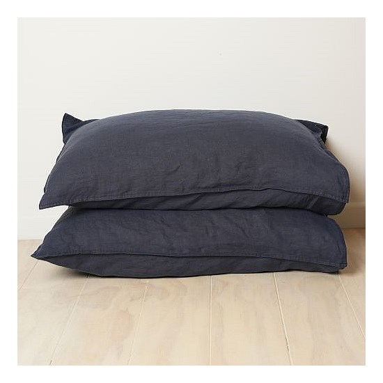 100% French Linen Pillowcase Pair- Midnight
