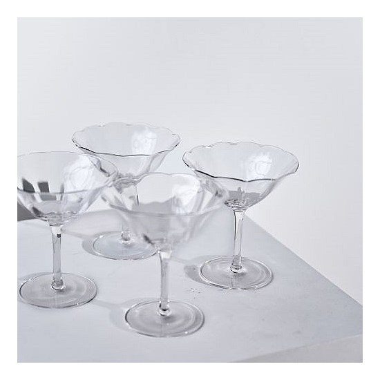 Fleur Cocktail Coupe- Set of 4- Clear