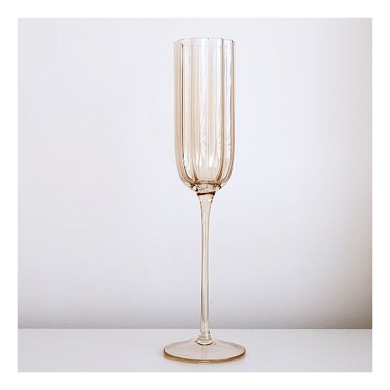 Petal Champagne Flute- Light Amber- Set of 4