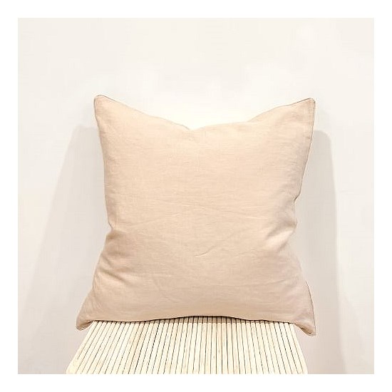 100% French Flax Linen Feather filled Cushion- Latte