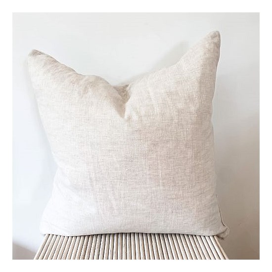 100% French Flax Linen Feather filled Cushion- Natural Oat