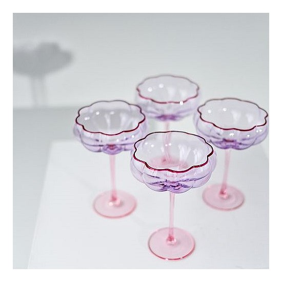 Petal Cocktail Glass- Set of 4- Lilac/Blush