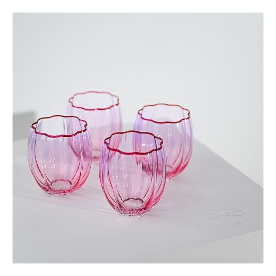 Petal Stemless Glass- Set of 4- Lilac/Blush