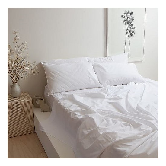 100% Stonewashed Cotton Sheet Set- White