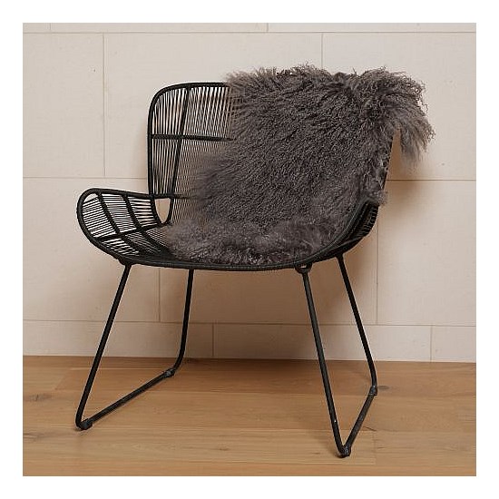 Tibetan Lambskin Rug - Charcoal