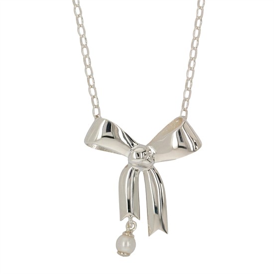 Bow Necklace with 5.5mm Fresh Water Pearl