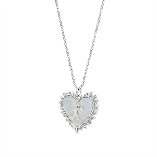 Runaway Flaming Mother Of Pearl Heart Necklace