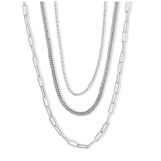 Steel Me Multi Layer Chain Necklace