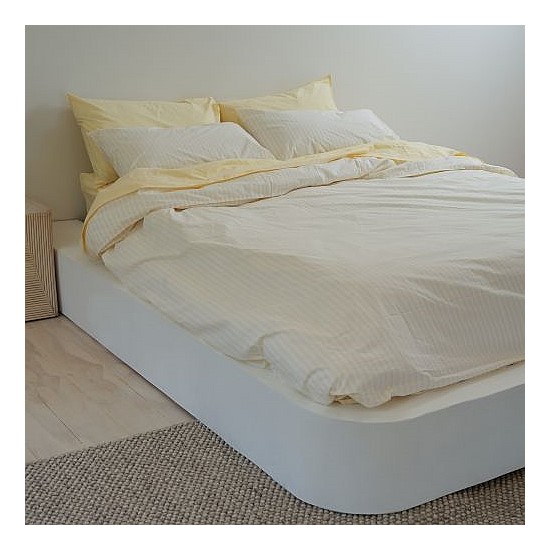 100% Stonewashed Cotton Duvet Set- Butter Stripe