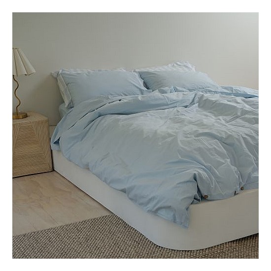 100% Stonewashed Cotton Duvet Set- Sky Blue