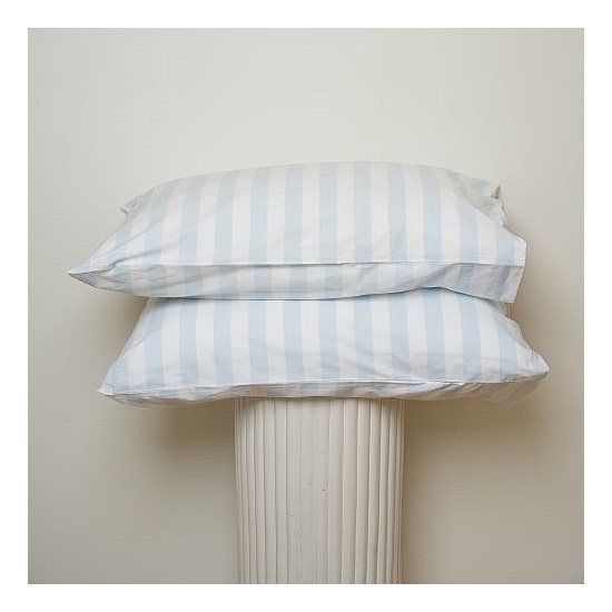 100% Stonewashed Cotton Pillowcase Pair- Sky Blue Stripe