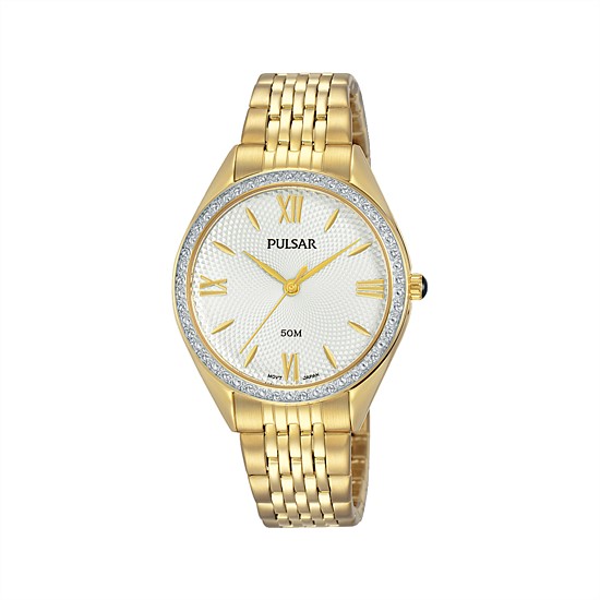 Pulsar Ladies Crystal Gold Watch