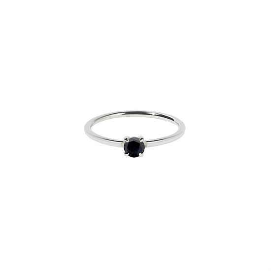 Micro Round Ring with Midnight Sapphire