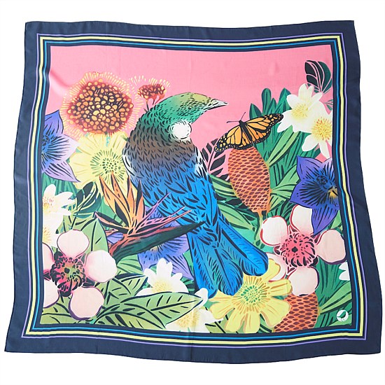 Silk Art Printed Scarf "Tui Magenta" by Flox