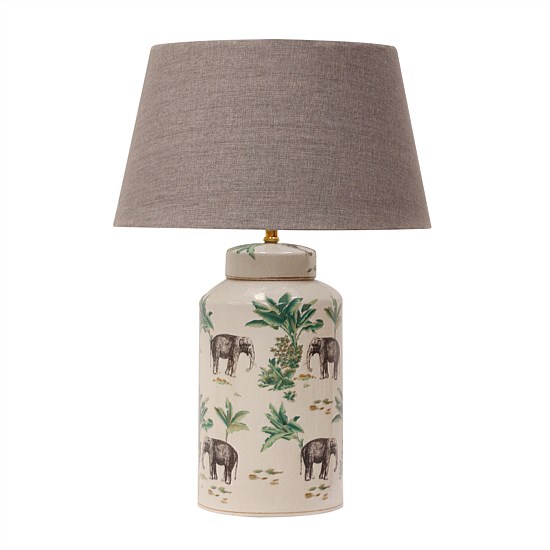 Hand Painted Elephant Ceramic Lamp with Shade