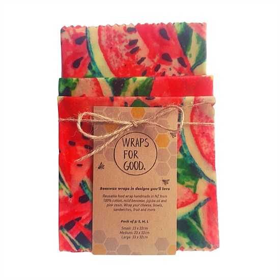 Beeswax Reusable Food Wraps 3 Pack - Watermelon