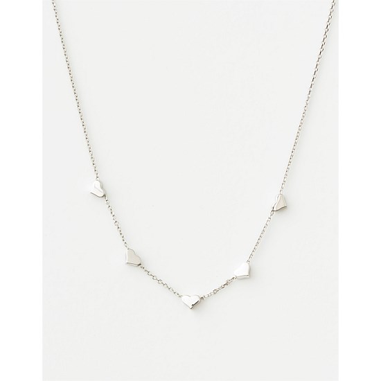 Womens BLACK String of Hearts Necklace