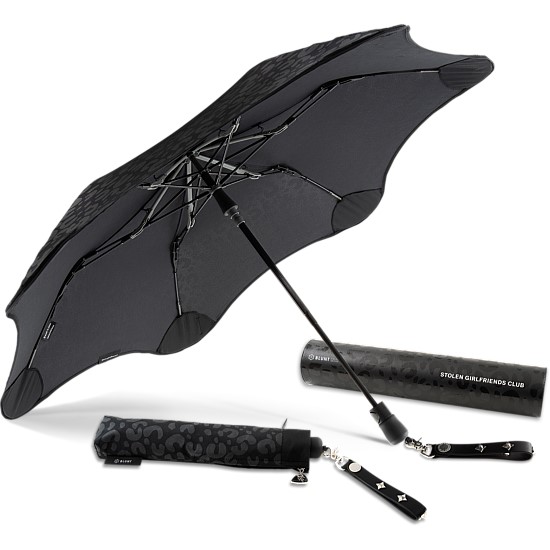 BLUNT X Stolen -Leather Stud Strap Black Leopard Umbrella