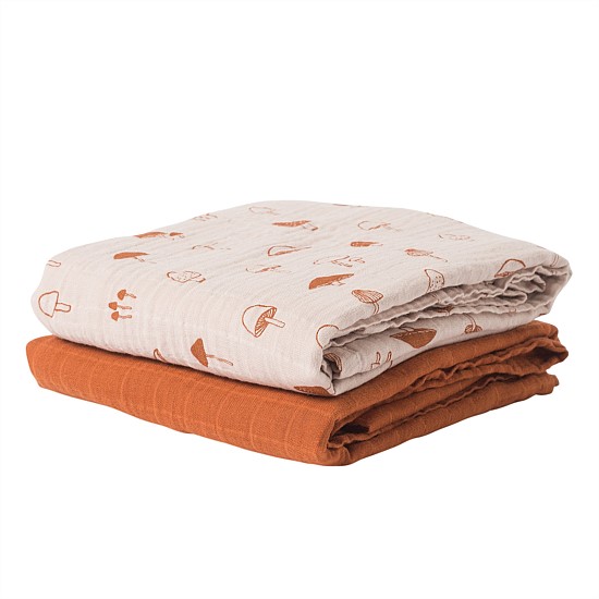 Mushroom Muslin Wrap Assorted S/2
