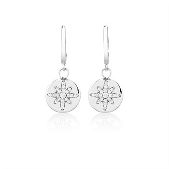 Starburst Button Huggie Sterling Silver