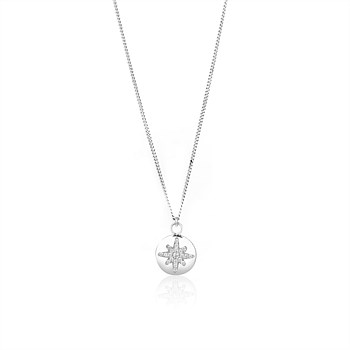 Starburst Button Pendant Sterling Silver