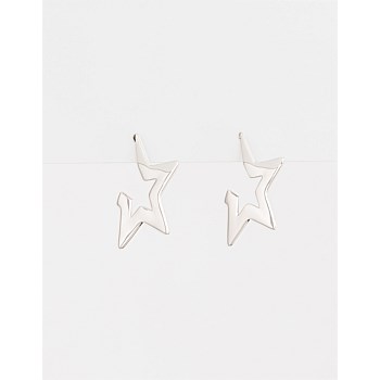 Black: 3d Star Earrings
