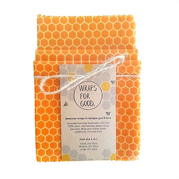 Beeswax Reusable Food Wraps 3 Pack - Honeycomb