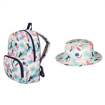 Tropical Peach backpack and hat set